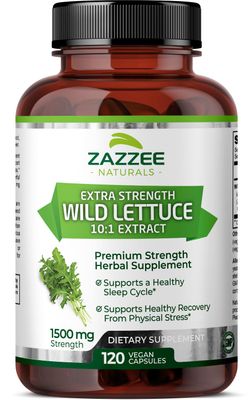 Zazzee Extra Strength Wild Lettuce 10:1 Extract, 1500 mg Strength, 120 Vegan Capsules, Potent Lactuca Virosa Variety, Concentrated 10X Extract, 100% Vegetarian, All-Natural, Non-GMO, Made in The USA