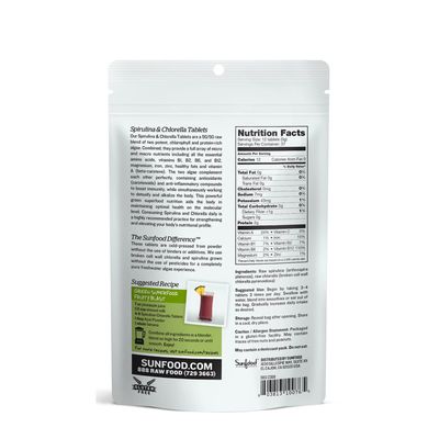 Super Algae Spirulina &amp; Chlorella - Whole Green Nutrition Blend for Immune Support &amp; Detoxification (37 Servings)
