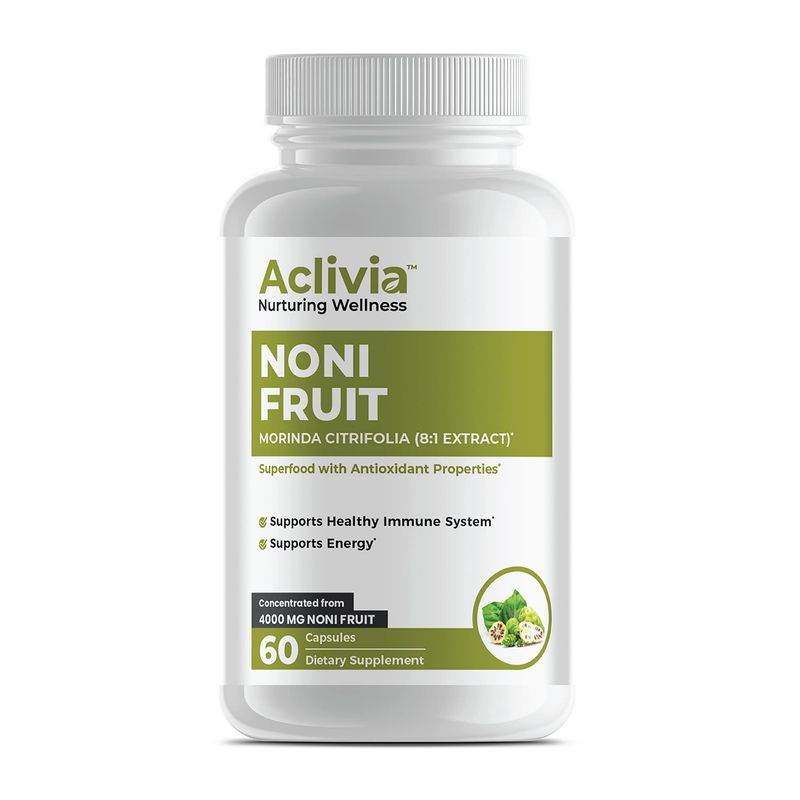 Aclivia Noni Fruit Capsules 4000mg (Extract 8:1), Organic, Non-GMO, Gluten Free, No Artificial Flavors, Sweeteners or Preservatives, Traditional Herbal Supplement - Morinda Citrifolia Capsules