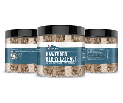 Earthborn Elements Hawthorn Berry Extract 200 Capsules, Pure &amp; Undiluted, No Additives