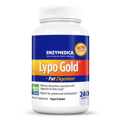 Enzymedica Lypo Gold, Digestive Enzymes for Fat Digestion, Offers Fast Acting Gas &amp; Bloating Relief, 240 Count