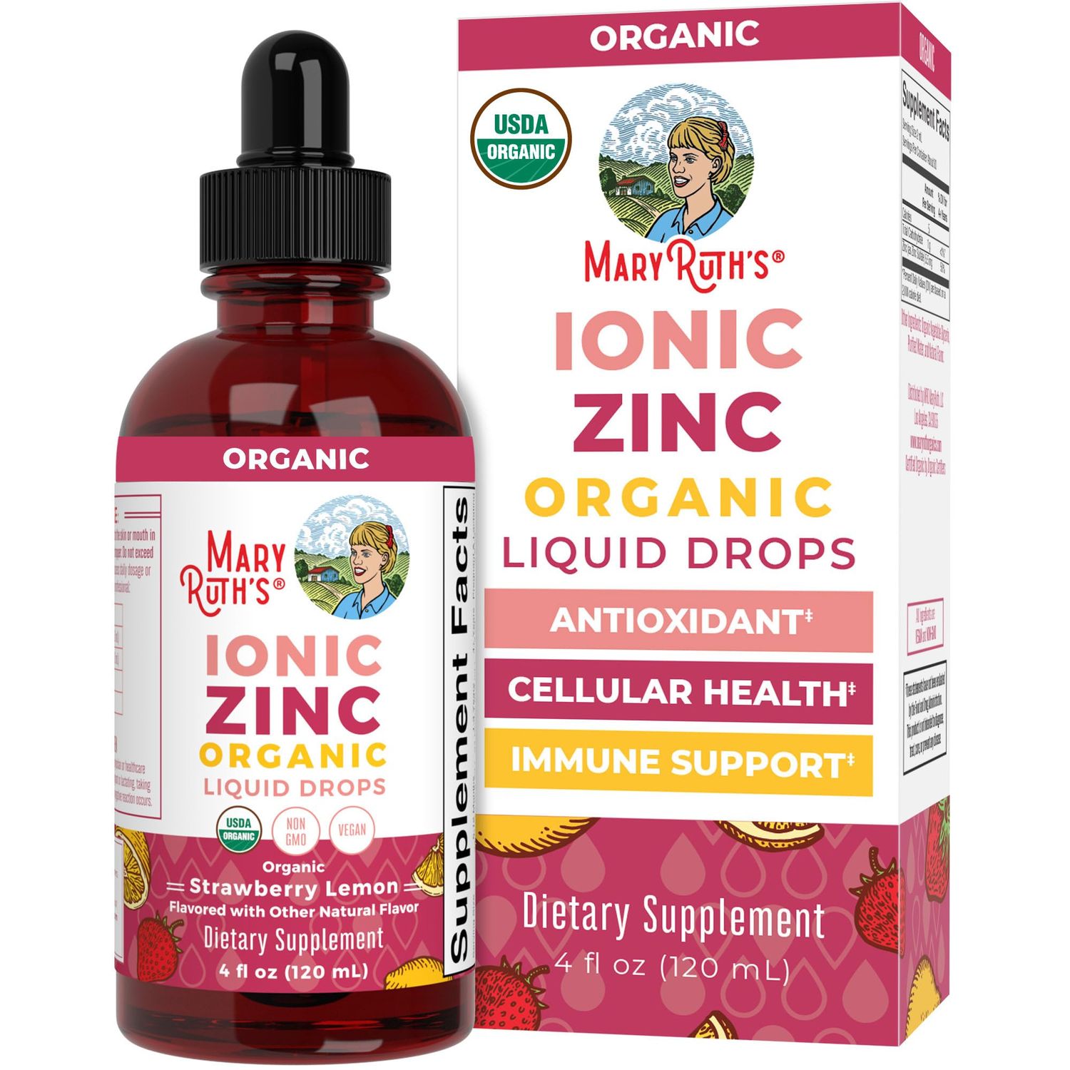 MaryRuth Organics Strawberry Lemon Ionic Zinc, 4 FZ