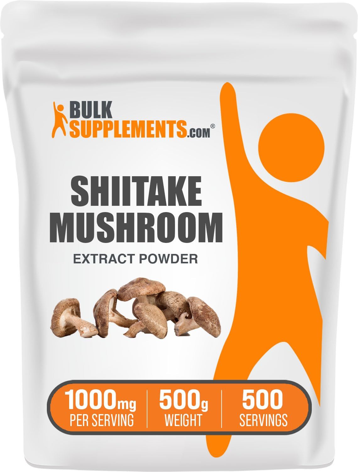 BulkSupplements.com Shiitake Mushroom Extract Powder - Shiitake Mushroom Supplement, Shiitake Mushroom Powder - Gluten Free, 1000mg per Serving, 500g (1.1 lbs) (Pack of 1)