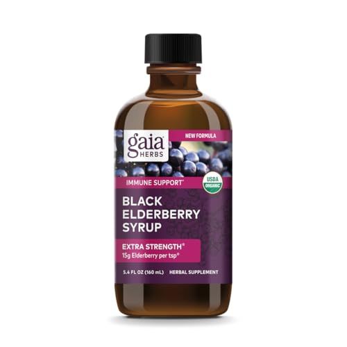 Gaia Herbs Black Elderberry (Sambucus Nigra) Syrup-Immune Support Supplement-Made with Organic Black Elderberries for Immune System Support-USDA Certified Organic Formula-5.4 Fl Oz (32-Day Supply)