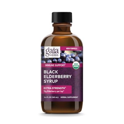Gaia Herbs Black Elderberry (Sambucus Nigra) Syrup-Immune Support Supplement-Made with Organic Black Elderberries for Immune System Support-USDA Certified Organic Formula-5.4 Fl Oz (32-Day Supply)