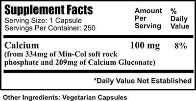 Daily Manufacturing Min-Col Forte (Soft Rock Phosphate &amp; Calcium Gluconate) 250 Vegetarian Capsules