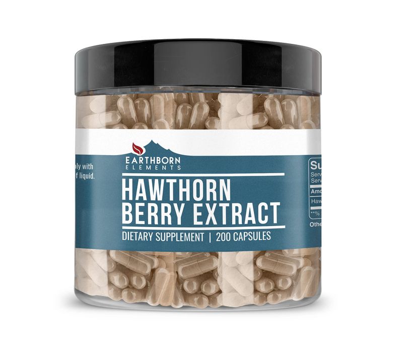 Earthborn Elements Hawthorn Berry Extract 200 Capsules, Pure &amp; Undiluted, No Additives