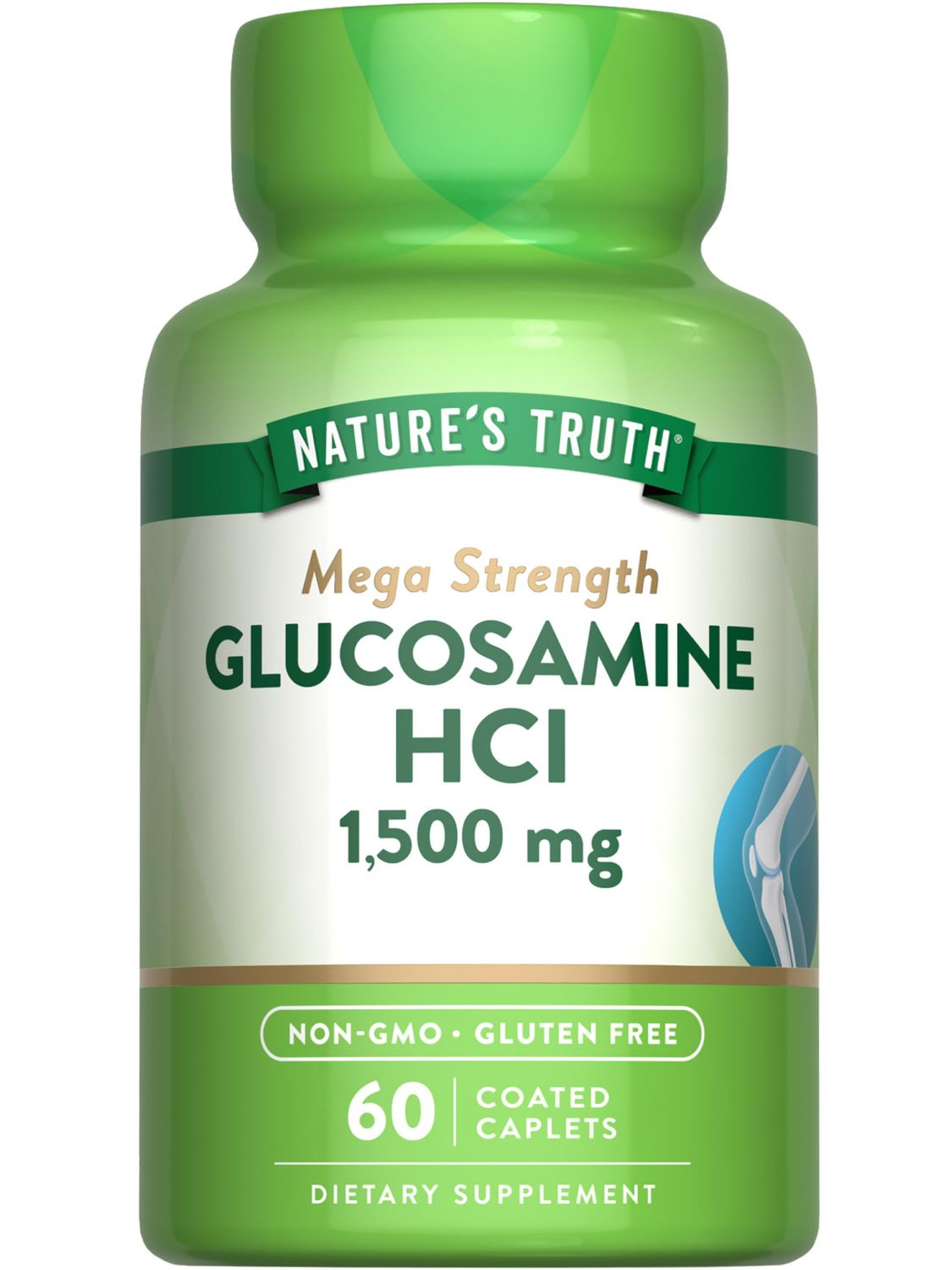 Nature&#39;s Truth Glucosamine HCI 1500mg | 60 Caplets | Mega Strength Supplement | Non-GMO &amp; Gluten Free Supplement