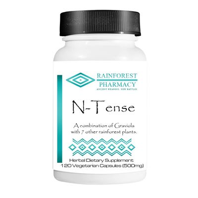 Rainforest Pharmacy N-Tense Soursop Graviola Capsules 500mg | Wildcrafted Graviola Plus 7 Amazon Rainforest Herbs to Supports Normal Cellular Health| 120 Vegetarian Capsules