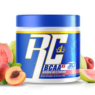 Ronnie Coleman&#39;s BCAA XS Powder with EAAs, Branched Chain Amino Acids Post Workout Muscle Recovery, Sugar Free Hydration Drink for Women and Men, Guava Nectarine, 30 Servings