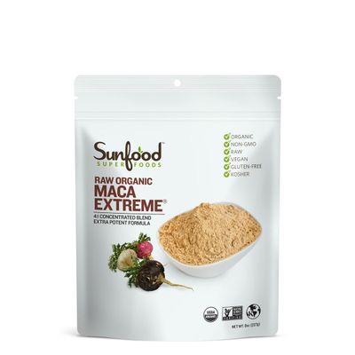 Sunfood Superfoods Organic Maca Root Powder, Raw Superfood for Wellness, Use in Tea, Coffee, Matcha, Smoothie, Non-GMO, Vegan, Gluten-Free, 8 oz. Bag, 133 Servings