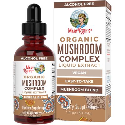 USDA Organic Mushroom Complex by MaryRuth&#39;s | Herbal Liquid Drops | Mushroom Supplement | Lion&#39;s Mane | Reishi Mushroom | Shiitake Mushrooms | Non-GMO | Vegan | Alcohol Free Tincture | 30 Servings