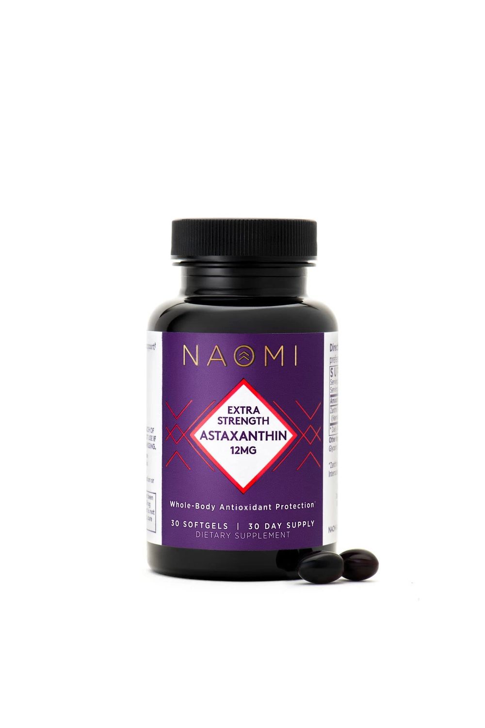 NAOMI Extra Strength Patented Astaxanthin 12mg Supplement from Alaskan Algae - Natural Support for Skin &amp; Eye Health, Joint Support - Non-GMO, Gluten Free, 30 Softgels - 1 Month Supply