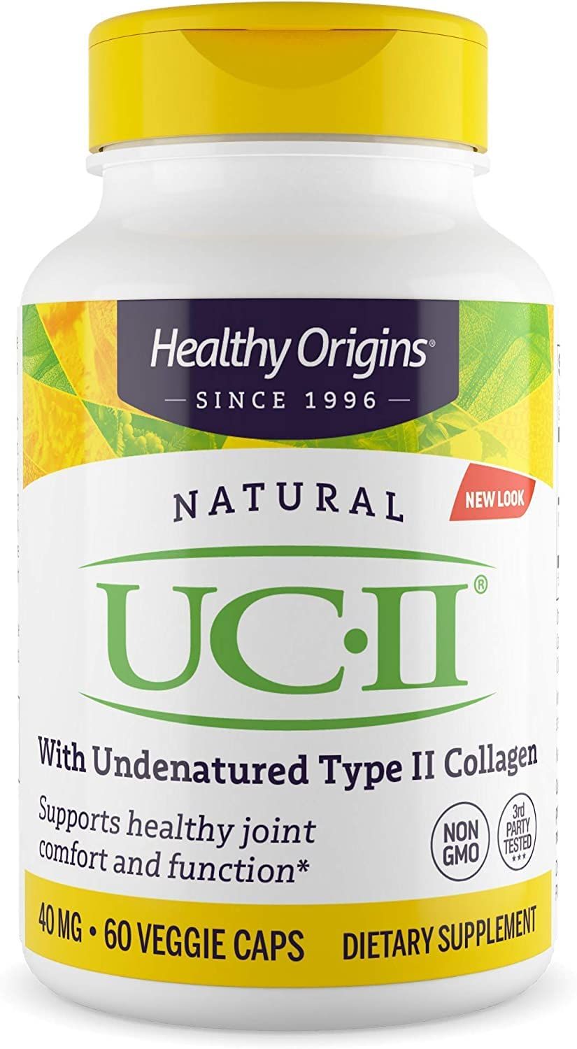 Healthy Origins UC-II, 40 mg - Premium Collagen Supplement for Joint Health, Mobility &amp; Flexibility - Undenatured Type II Collagen - Gluten-Free &amp; Non-GMO Supplement - 60 Veggie Caps