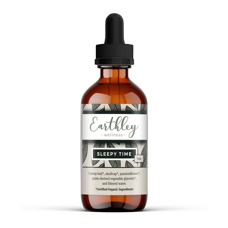 Earthley Wellness, Sleepy Time Herbal Extract, Promote Restful Sleep and Peaceful Nights, Formulated with Organic Catnip Leaf, Skullcap &amp; Passionflower (1oz)