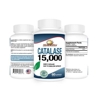 Rise-N-Shine Catalase Supplement 15,000 -Powerful Antioxidant Enzyme for Hair Health, Strong Hair Support and More - 60 Count (60-Day Supply)