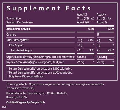 Gaia Herbs Black Elderberry (Sambucus Nigra) Syrup-Immune Support Supplement-Made with Organic Black Elderberries for Immune System Support-USDA Certified Organic Formula-5.4 Fl Oz (32-Day Supply)