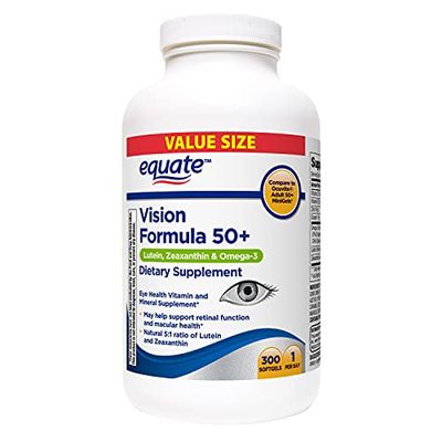 Equate Vision Formula 50+ Lutein, Zeaxanthin &amp; Omega-3, 300 Softgels