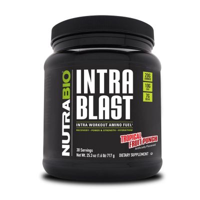 NutraBio Intra Blast BCAA EAA Electrolyte and Hydration Powder - Amino Acid Supplement, EAA/BCAA Powder - Non-GMO and Gluten Free - Tropical Fruit Punch - 30 Servings