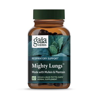 Gaia Herbs Mighty Lungs - Lung Support Supplement to Help Maintain Overall Lung &amp; Respiratory Health* - With Mullein, Plantain, Schisandra &amp; Elecampane - 60 Vegan Liquid Phyto-Capsules (30-Day Supply)