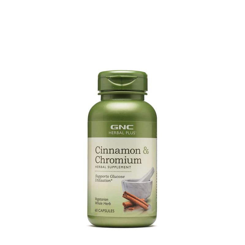 GNC Herbal Plus Cinnamon &amp; Chromium, 60 Capsules, Supports Glucose Utilization
