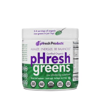 pHresh Greens Raw Alkalizing Superfood Greens Powder - 1 Month Supply | Gluten-Free | Natural Enzymes | Raw Nutrients | Approved for Intermittent Fasting and Keto Diets | 5 Ounces