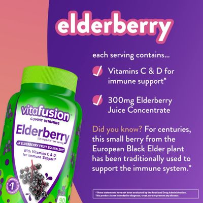 Vitafusion Elderberry Gummy Vitamins, 90ct Elderberry Gummy Vitamins, Chewables, 90 Count