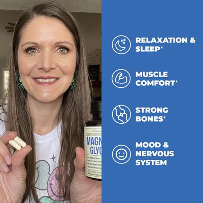 Magnesium Glycinate 200mg Capsules (Glicinato de Magnesio) - Vegan Magnesium 200mg for Restful Sleep &amp; Mood Support, Muscle Comfort, Bone &amp; Nervous System Health. 60 Chelated Magnesium-Glycinate Caps