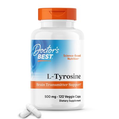 Doctor&#39;s Best L-Tyrosine, Healthy Brain Function, Amino Acid, Healthy Glandular Function, Non-GMO, Gluten Free, 120 VC