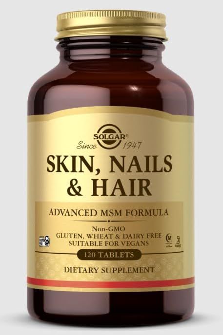 SOLGAR Skin, Nails &amp; Hair - 120 Tablets - Advanced MSM Formula - Non GMO, Vegan, Gluten &amp; Dairy Free - 60 Servings
