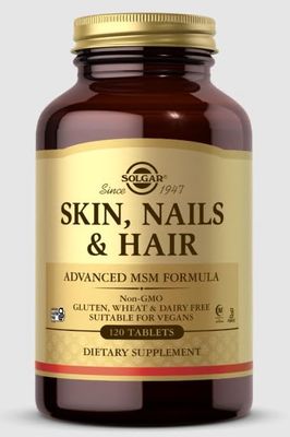 SOLGAR Skin, Nails &amp; Hair - 120 Tablets - Advanced MSM Formula - Non GMO, Vegan, Gluten &amp; Dairy Free - 60 Servings