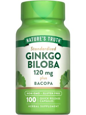 Nature&#39;s Truth Ginkgo Biloba 120mg | Plus Bacopa | 100 Quick Release Capsules | Standardized Extract | Non-GMO and Gluten Free Supplement