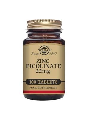 Solgar Zinc Picolinate 22 mg, 100 Tablets - Promotes Healthy Skin - Supports Immune System, Normal Taste &amp; Vision - Antioxidant - Non GMO, Vegan, Gluten Free, Dairy Free, Kosher - 100 Servings