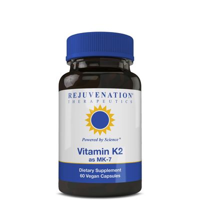 Rejuvenation Therapeutics Vitamin K2 MK-7 | 60-Day Supply, High Potency (300mcg) | Easy to Swallow Vegetarian Capsules