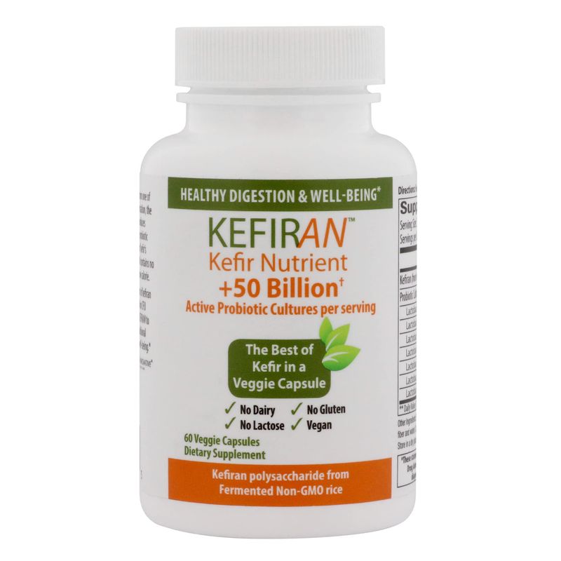 Lane Innovative - Kefiran, Vegetable Capsules, Kefir Nutrient + 50 Billion Active Probiotic Cultures, Supports Optimal Digestive Health, Gluten-Free (30 Servings)