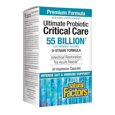 Natural Factors Ultimate Probiotic Critical Care, Supports Intestinal Restoration, 9 Strains, 100 Billion CFU