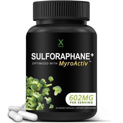 HUMANX Sulforaphane+ 602mg - USA Third Party Tested - Sulforaphane with Broccoli Seed Extract &amp; Moringa - Supports Antioxidant Production, Detoxification, &amp; Cellular Health - Broccoli Supplement