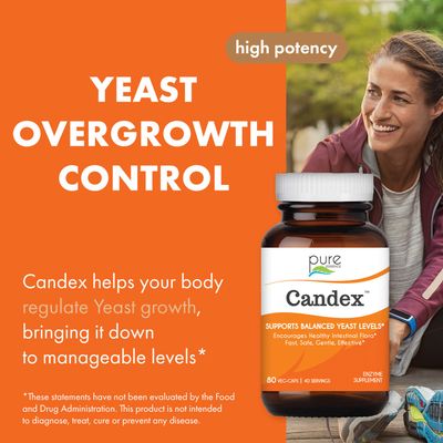 Pure Essence Candex Supplement - Yeast Overgrowth Supplement with Digestive Enzymes, Yeast Infection Probiotic Treatment for Men and Women - 80 Capsules