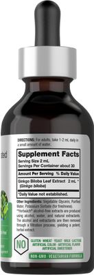Horbach Ginkgo Biloba Extract Liquid 2 fl oz | Alcohol-Free Herb Supplement | Vegetarian, Non-GMO, Gluten Free