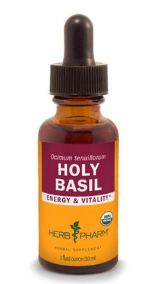 Herb Pharm Certified Organic Holy Basil (Tulsi) Extract for Energy and Vitality, 1 Ounce (DBAS01)