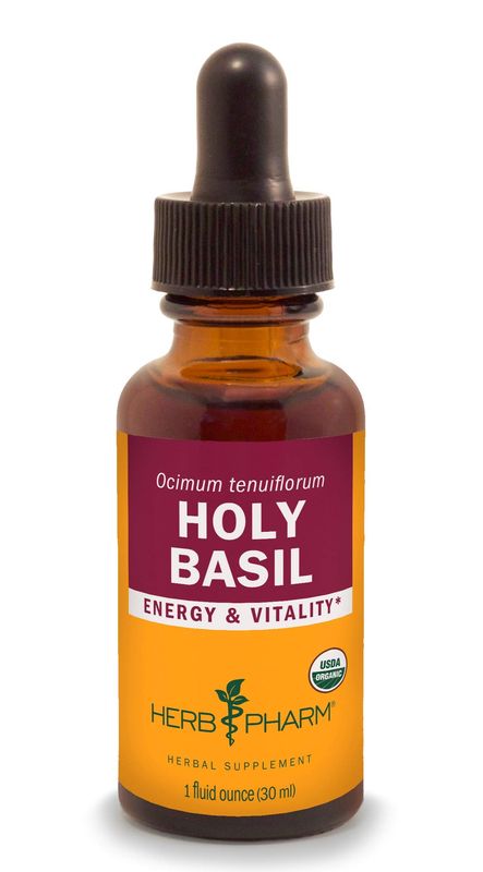 Herb Pharm Certified Organic Holy Basil (Tulsi) Extract for Energy and Vitality, 1 Ounce (DBAS01)