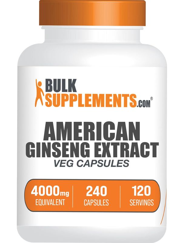 BulkSupplements.com American Ginseng Capsules - American Ginseng Extract, Ginseng Herbal Supplement - Vegan, 2 Capsules per Serving (4000mg Equivalent), 240 Veg Capsules (Pack of 1)