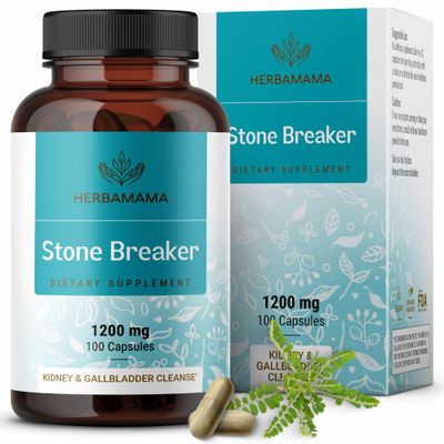 HERBAMAMA Stone Breaker Chanca Piedra Capsules - 1200 mg Chanca Piedra Kidney Stones Dissolver - Gallbladder Cleanse and Kidney Support Supplement - Vegan, Non-GMO - 100 Caps