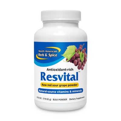 NORTH AMERICAN HERB &amp; SPICE Resvital - 4.23 oz - Raw Red Sour Grape Powder - Source of Antioxidants, Resveratrol, Chromium, Vitamins &amp; Minerals - Non-GMO - 24 Servings