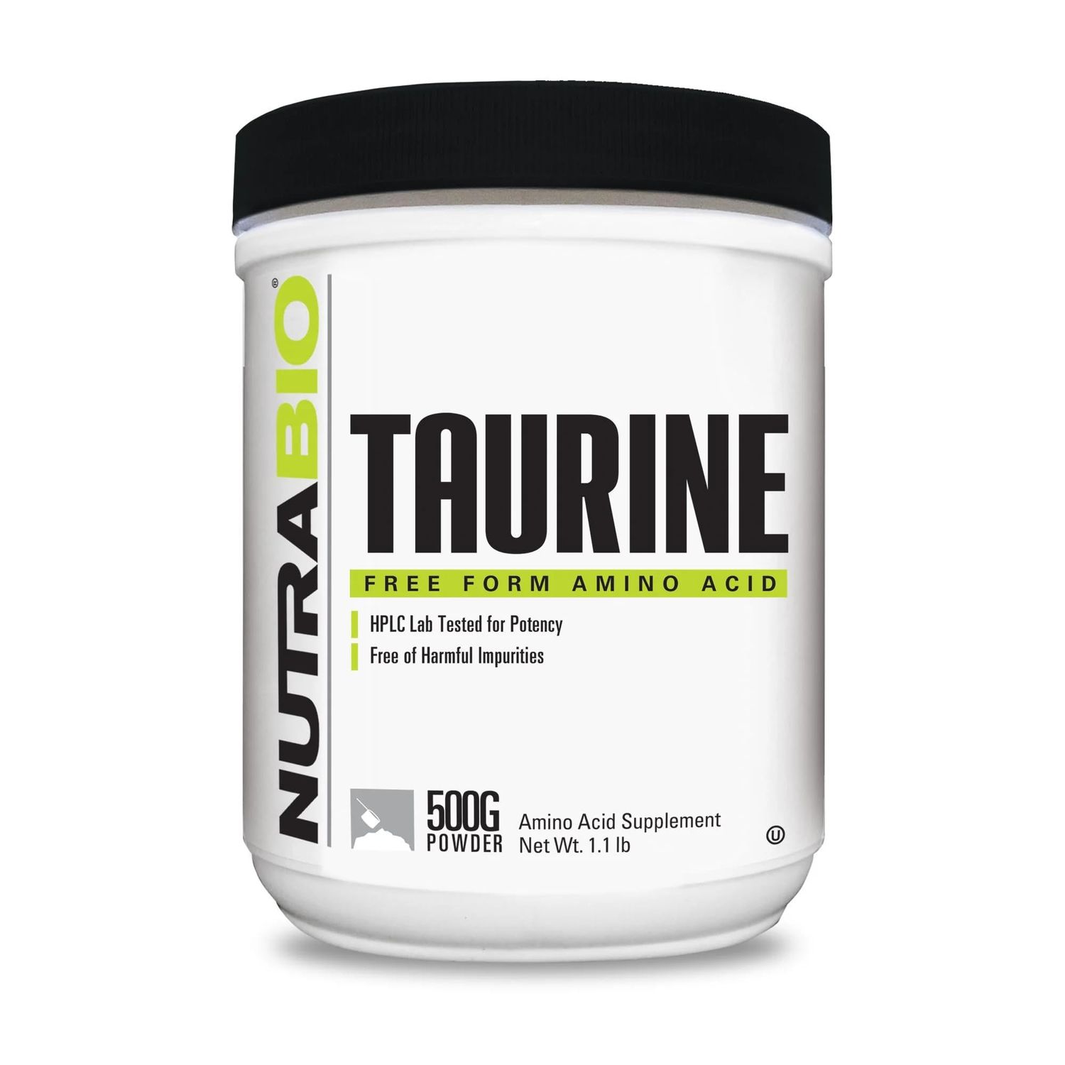 NutraBio Taurine Supplement Powder, Better Energy Levels &amp; Digestion, Reduce Muscle Cramps, 500 Grams - 1000mg Serving