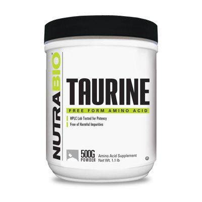 NutraBio Taurine Supplement Powder, Better Energy Levels &amp; Digestion, Reduce Muscle Cramps, 500 Grams - 1000mg Serving