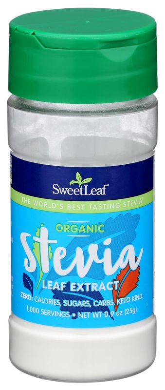 SweetLeaf Organic Stevia Leaf Extract - Organic Stevia Powder, Zero Calories, Zero Sugar, Non-GMO, Gluten-Free, Keto Friendly, Powdered Stevia Organic - 0.9 Oz
