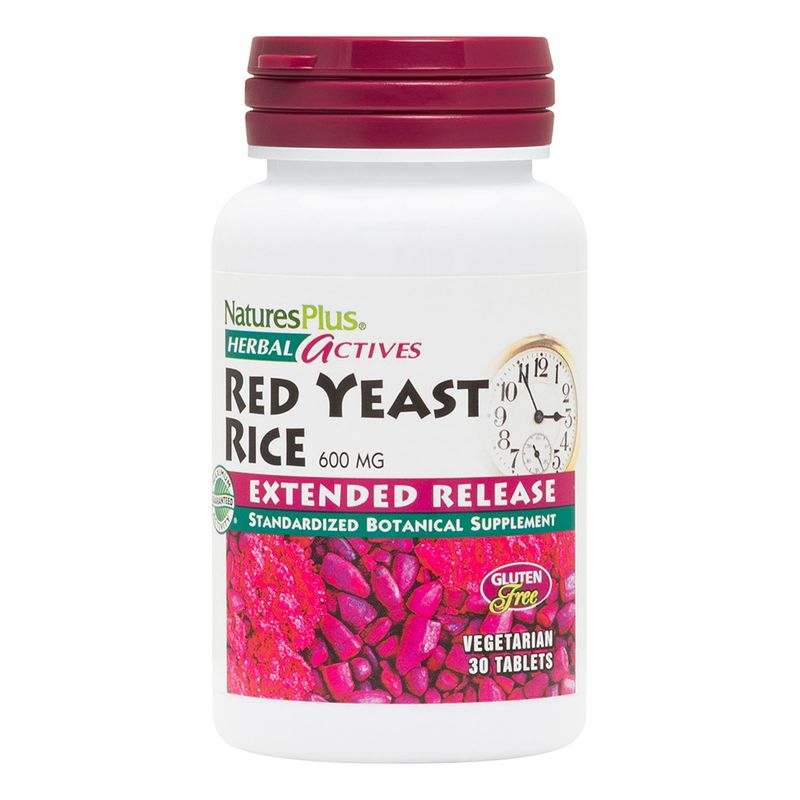 Natures Plus Herbal Actives Red Yeast Rice, Extended Release - 600mg, 30 Vegan Tablets - Herbal Supplement - Vegetarian, Gluten-Free - 30 Servings