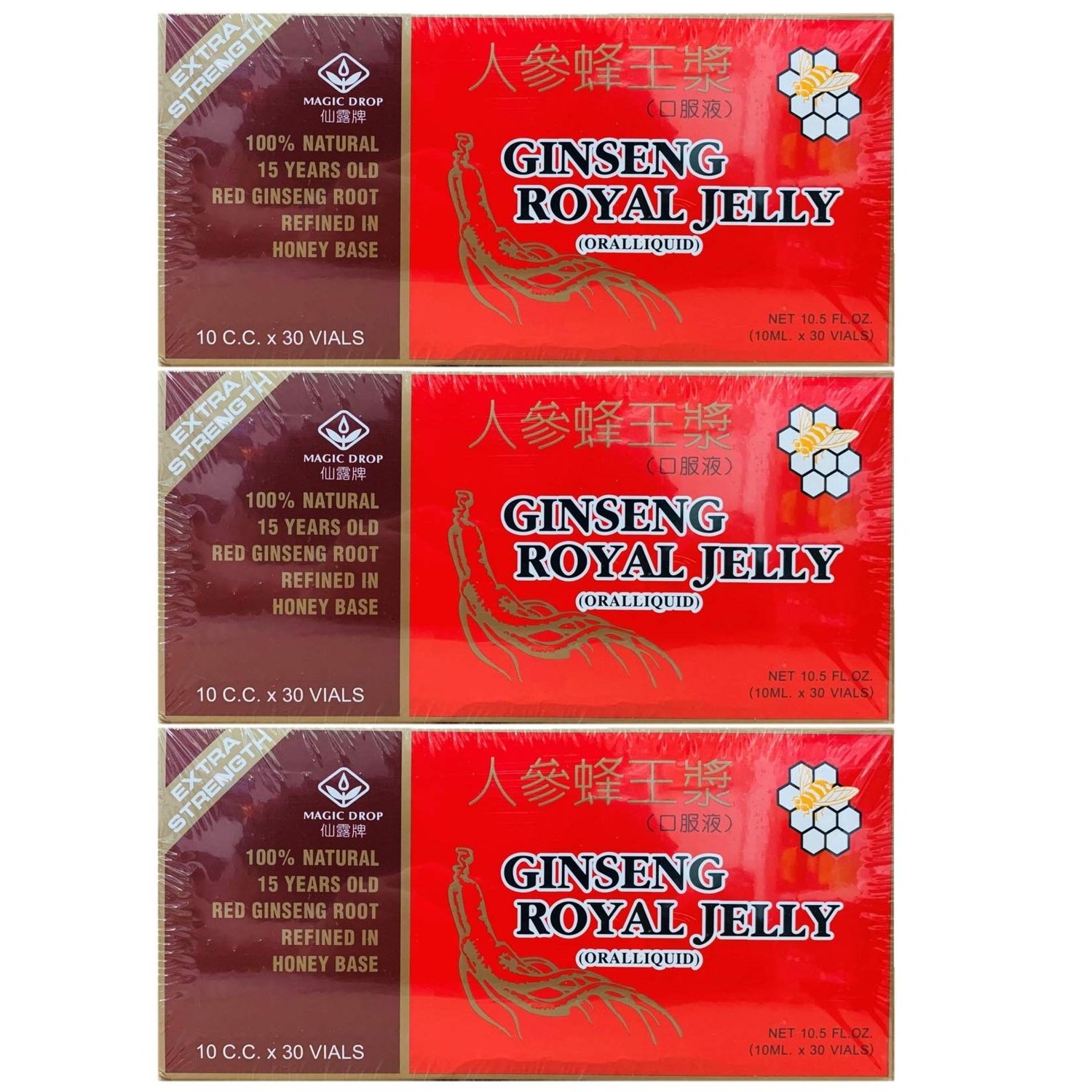 3 Boxes Magic Drop Ginseng Royal Jelly (30 Vials), Total 90 Vials
