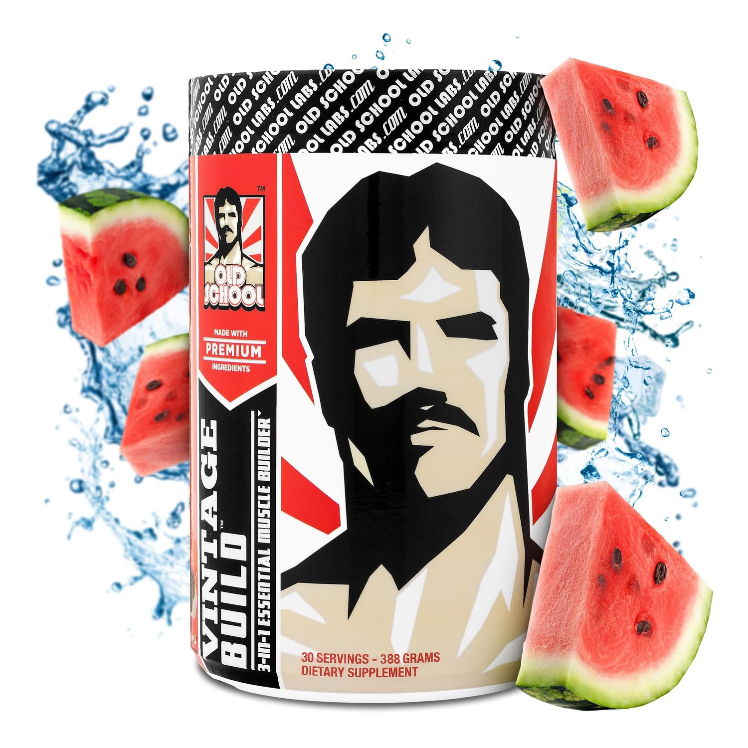 Vintage Build - Post Workout Recovery &amp; Muscle Building Powder Drink for Muscular Strength &amp; Growth - Reduces Soreness - Creatine Monohydrate, BCAAs, L-Glutamine - Juicy Watermelon Flavor - 388g